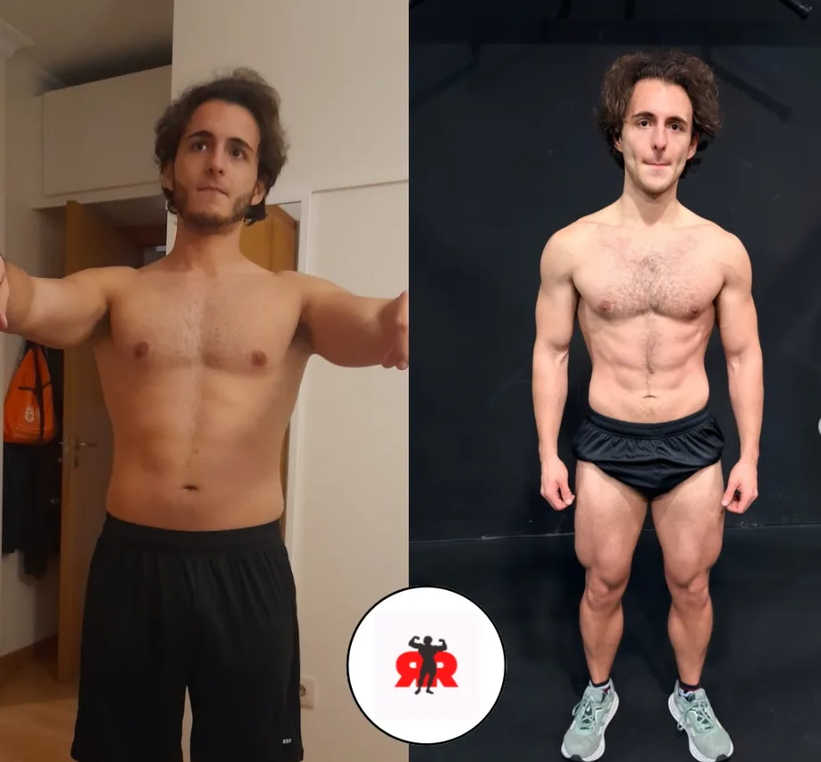 Cliente de frente, antes e depois
